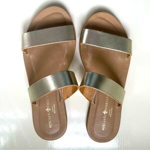 Gold Sandals Slides Leather Flats Made in Italy Gold Size 7 Classic Minimalist